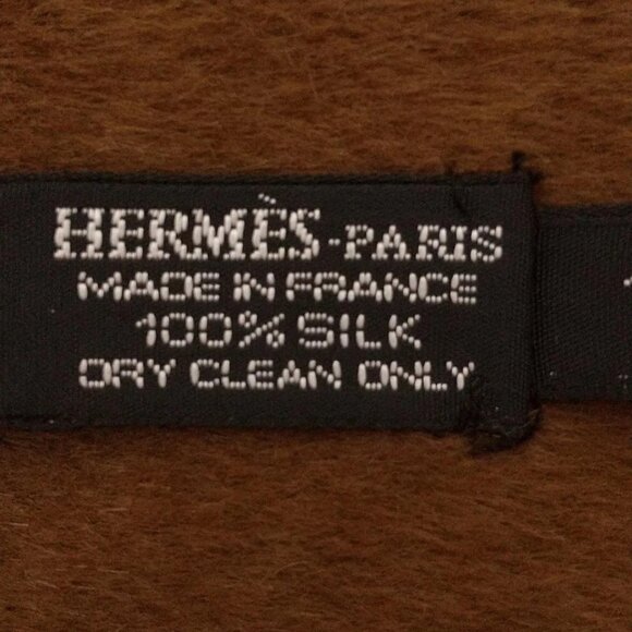 HERMES - Dark Gray Dark Brown Yellow Angora Silk Scarf 265-070725 - Picture 7 of 7